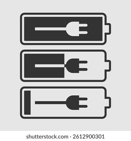 Battery charge level icon set. Vector illustration