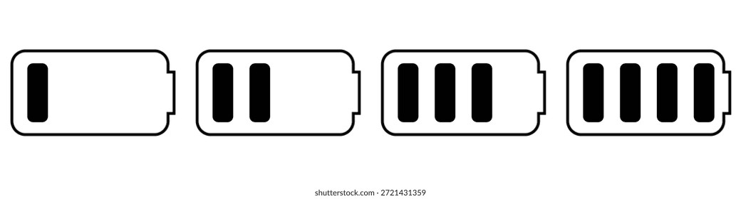 Conjunto de Ícones de Nível de Carga da Bateria - Indicador de Energia Linear, Símbolos de Status de Energia e Elementos de IU Móvel