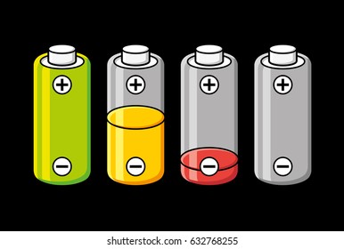 Battery charge level icons.