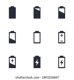 battery charge level icons, battery life sign set