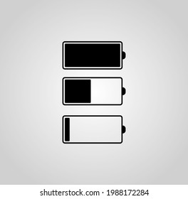 Battery charge level. Battery icons. Phone charge status. Vector illustrations isolated. 