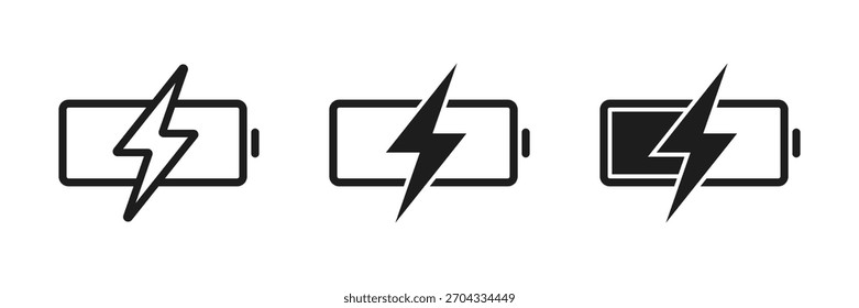 Iconos de nivel de Recargo de batería. Pictogramas del nivel de potencia de la batería. Indicador de Recargo de la batería. Icono de la batería.