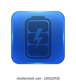 battery charge level indicator - glossy blue button