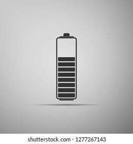 Battery charge level indicator icon isolated on grey background. Flat design. Vector Illustration
