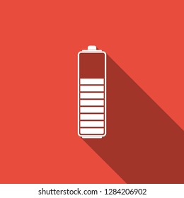 Battery charge level indicator icon isolated with long shadow. Flat design. Vector Illustration