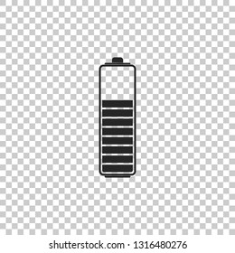 Battery charge level indicator icon isolated on transparent background. Flat design. Vector Illustration