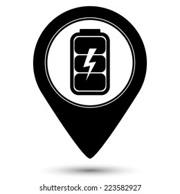 Battery charge level indicator icon - vector map pointer