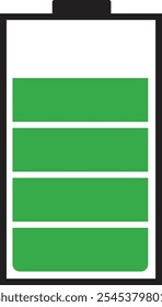 Battery charge level indicator icon. level battery energy. Battery charging symbol. Phone bar status sign. Vector illustration isolated on transparent background.