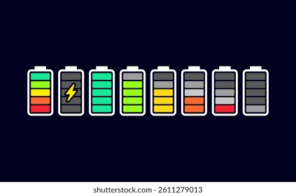 Battery charge level indicator minimal vector illustration
