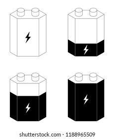 Battery charge level indicator set black and white