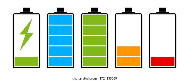 Battery charge level indicator. Set of battery icon. Vector illustration