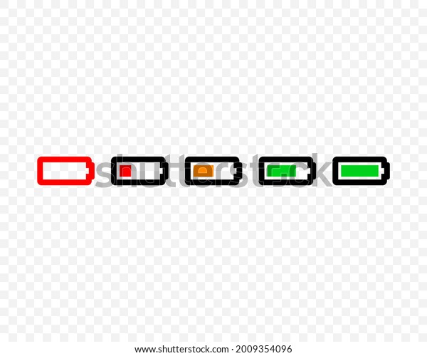 Battery charge level indicator. Set of battery\
vector icon isolated Vector EPS\
10
