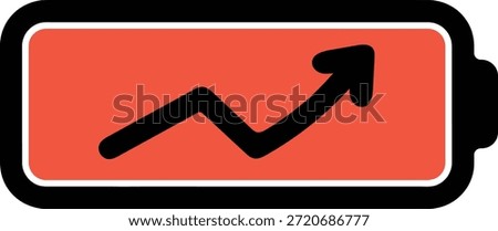 Battery charge level indicator with upward trending graph