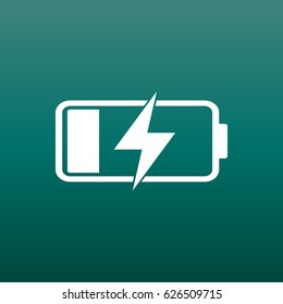 Battery charge level indicator. Vector illustration on green background.