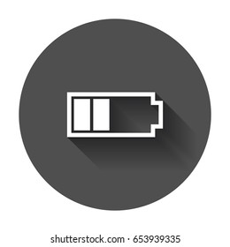 Battery charge level indicator. Vector illustration with long shadow.