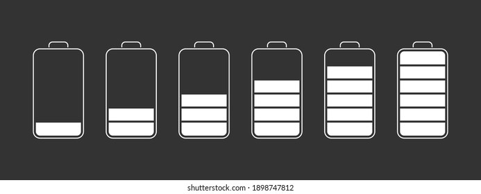 Battery charge level indicators. Discharged and fully charged battery smartphone. Vector illustration