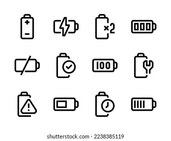 Vektorsymbole für Batterien und Ladelinien. Energetisches Rahmensymbol für Energiespeicherung und Akkumulator.