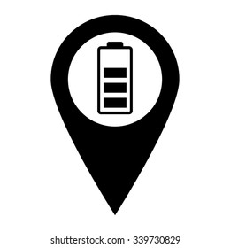 Battery charge level - map pointer vector icon