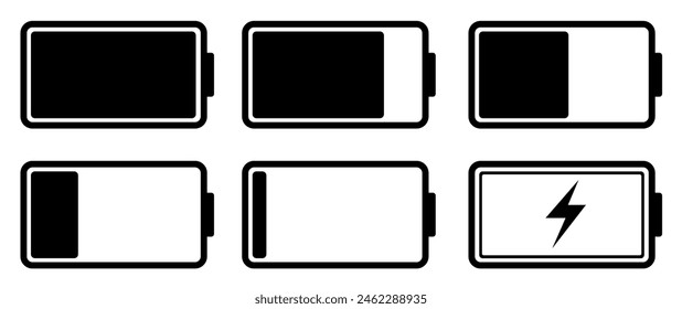 Battery charge level set collection. level battery energy. battery capacity charge icon. Flat style - vector stock.
