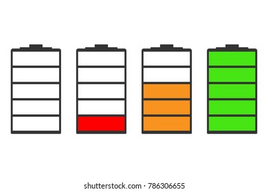 BATTERY CHARGE LEVEL set. Vector icon.