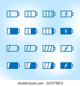 Battery Charge Level Thin Icon Set. Vector