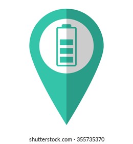 Battery charge level - vector icon;  green map pointer