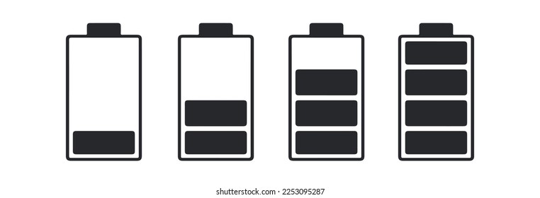 Batterieladung, niedriger, vollständiger Vektorgrafik einzeln auf Hintergrund