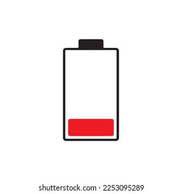 nivel de carga de la batería, vector de icono bajo, completo aislado en segundo plano