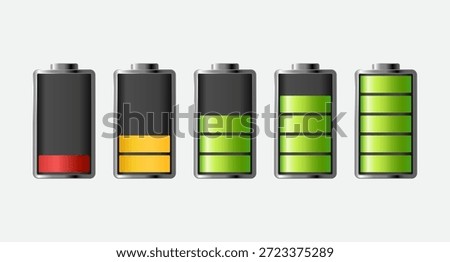 Battery charge levels full medium and low indicators