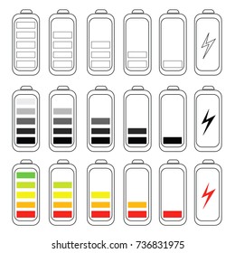 battery charge levels vector set 