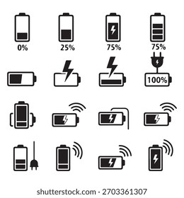Batterieladepegel, Vektor mit weißem Hintergrund