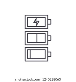 Battery charge line icon concept. Battery charge vector linear illustration, symbol, sign