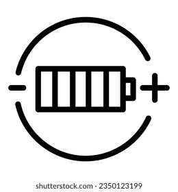 Battery charge line icon. Full battery vector illustration isolated on white. Alkaline outline style designed for and app.