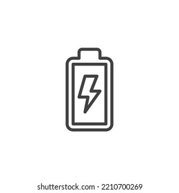 Battery charge line icon. linear style sign for mobile concept and web design. Low battery indicator outline vector icon. Symbol, logo illustration. Vector graphics