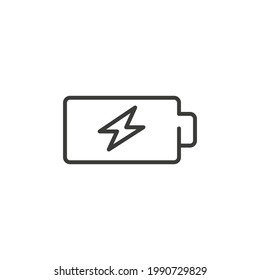 Battery charge line icon. Simple outline style. Recharge, full, power, charger, electric, energy low, alkaline, energy concept. Vector illustration isolated on white background. Thin stroke EPS 10