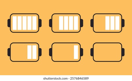 Battery charge low and full energy isolated set. Vector flat graphic design element illustration