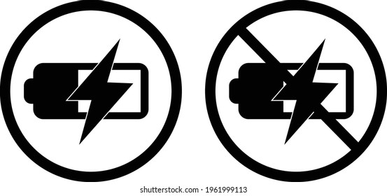 battery charge and no battery charge on white background. battery charge level sign. no flash symbol. battery sign. flat style. 