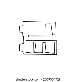 carga de batería de una línea de dibujo gráfico vectorial de mano.