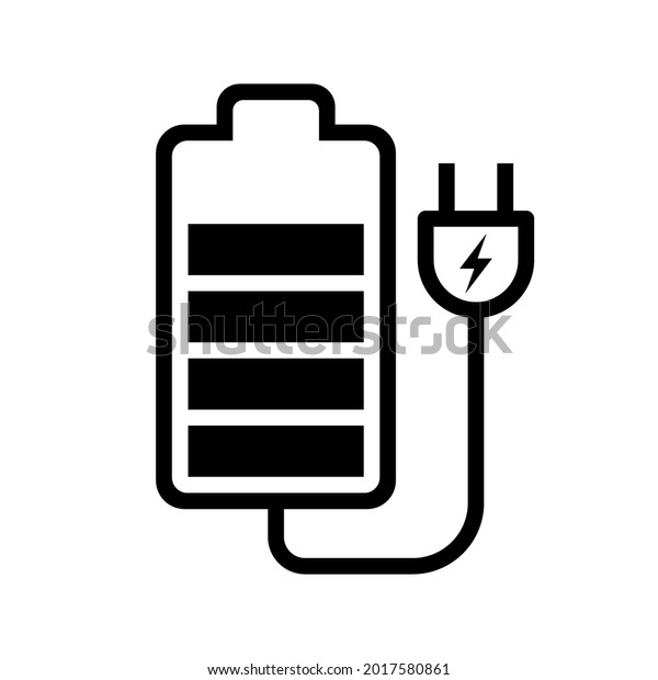 Battery charge with plug, Charging electric\
icon, Power energy indicator concept, Isolated on white background,\
Vector illustration