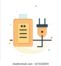 Battery, Charge, Plug, Education Abstract Flat Color Icon Template