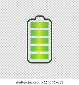 Battery charge state indicator icons. Set with different levels of charge phone's battery. Vector illustration.