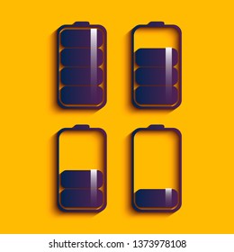 Battery charge status, isolated on yellow background