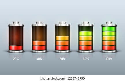 Battery charge status with lighting. Vector illustration.