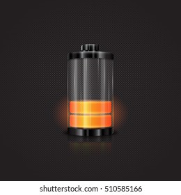 Battery charge status, with lighting. Vector illustration.