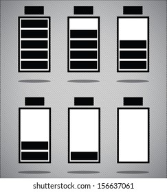 Battery charge status vector illustration. Isolated battery design with charging levels. 