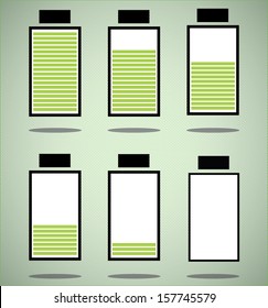 Battery charge status vector illustration. Isolated battery design with green charging levels. 