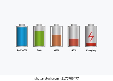 Battery charge status. Vector illustration in white background