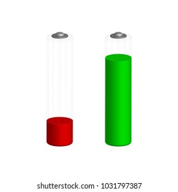Battery charge symbols in 3D, vector