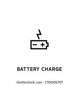battery charge vector icon. battery charge black sign on white background. battery charge icon for web and app