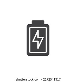 Vektorsymbol für Batterieladungen. volles Flachzeichen für mobiles Konzept und Webdesign. Glyph-Symbol für Batterien. Symbol, Logo-Abbildung. Vektorgrafik